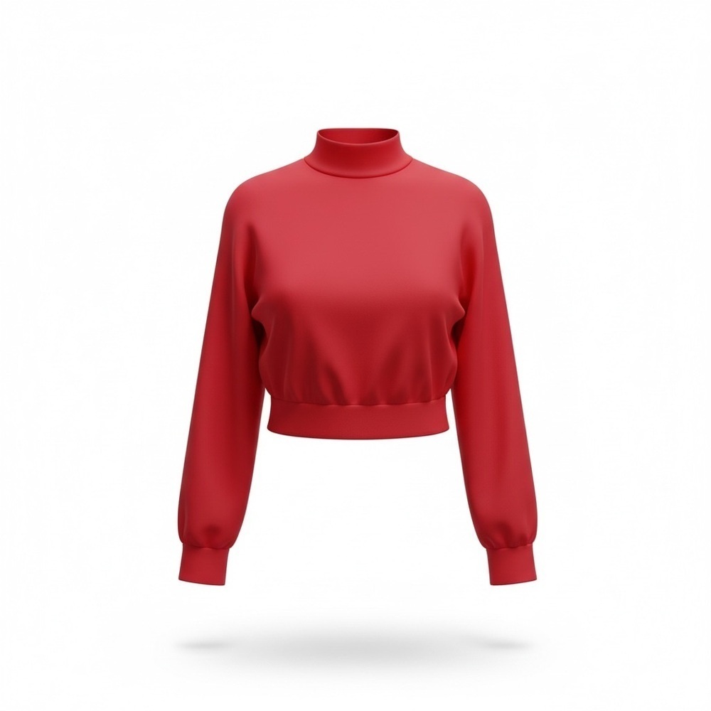 OQQ Red Ribbed Corset Hem Crop Sweatshirt | Size Small | NWOT